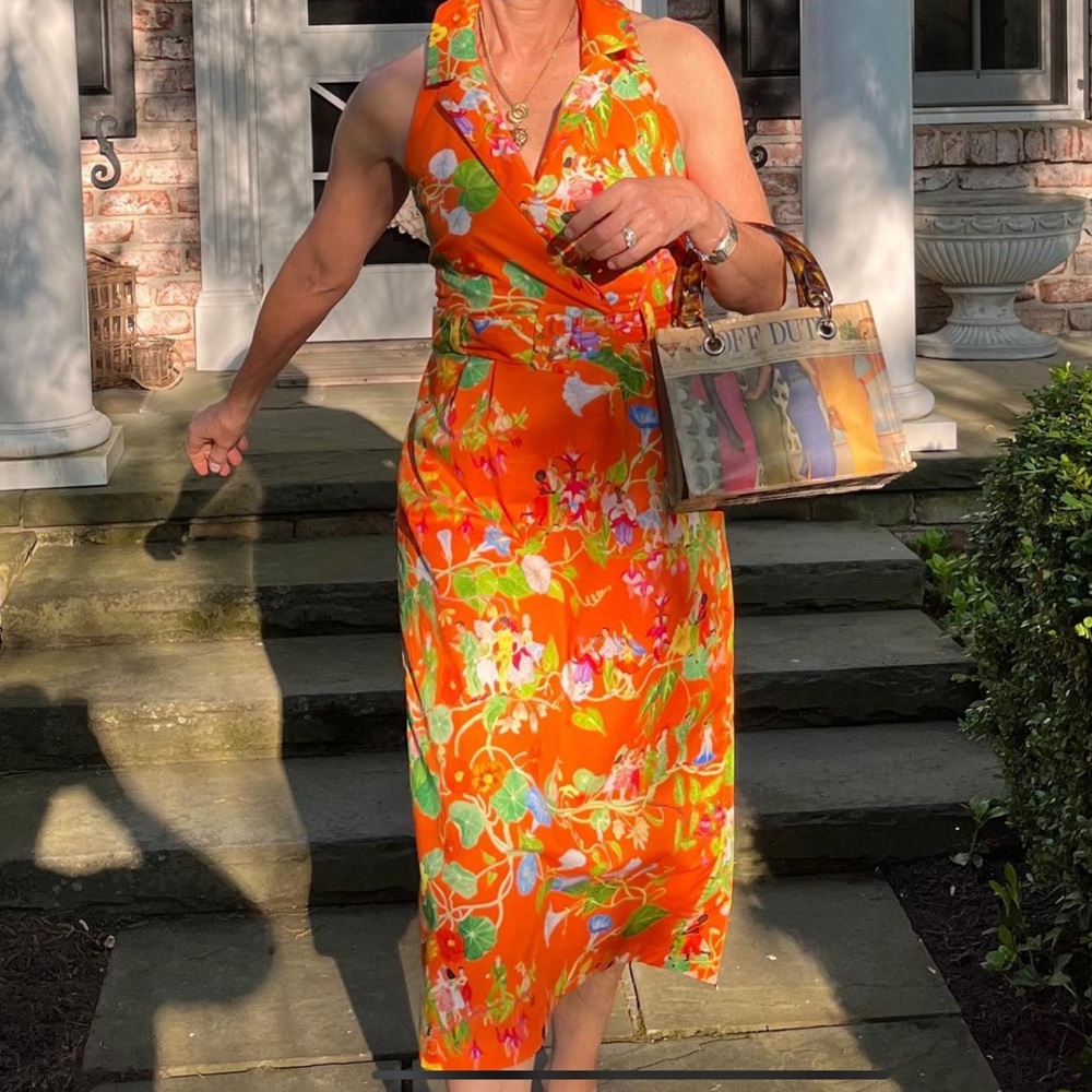 Rachel Antonoff Orange Floral Halter Dress